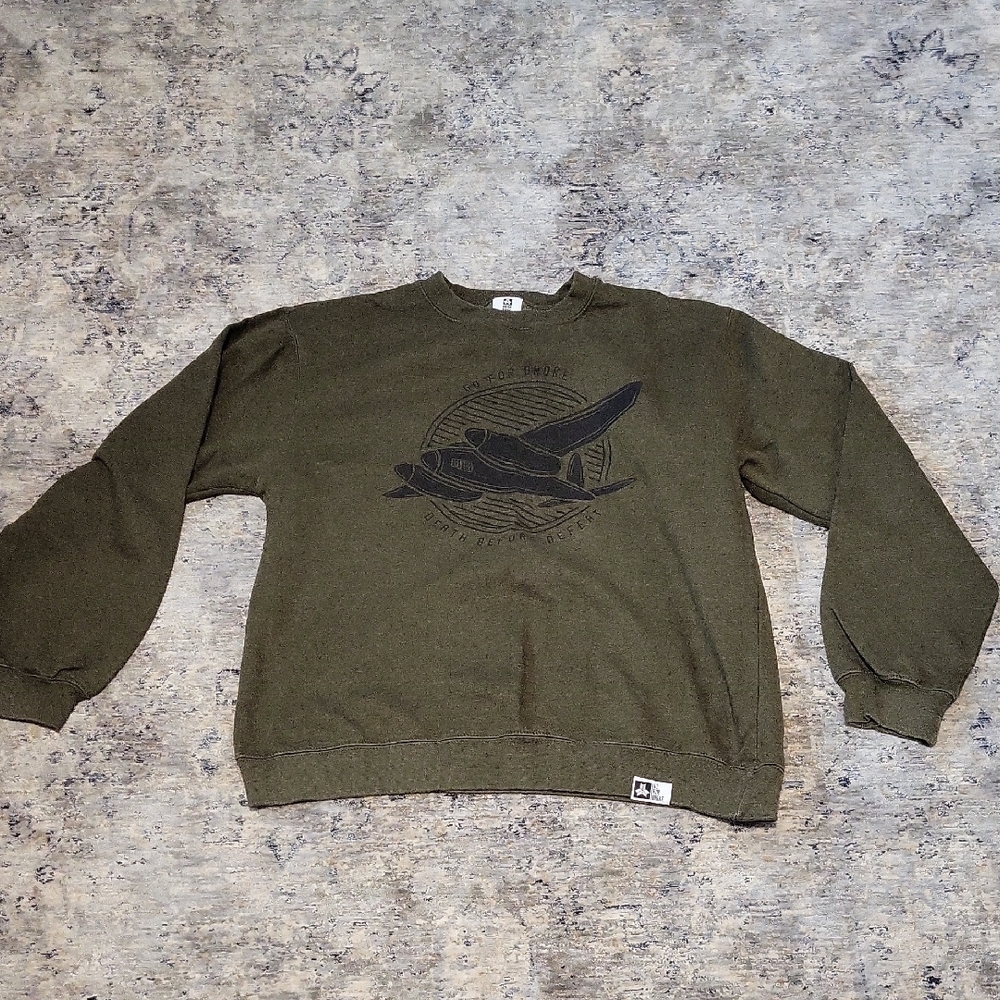 Olive Green Graphic Men's Crewneck Sweatshirt